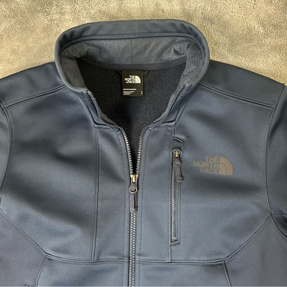 North Face Jacket Apex Windwall Soft Shell Fleece Lined Full Zip Small Navy Blue - Picture 2 of 11